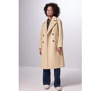 Langmantel STREET ONE STUDIO, Damen, Gr. 46, beige (sunstone beige meliert), Stoff, 90% Polyester, 10% Viskose, unifarben, oversize lang, V-Ausschnitt, abgesteppt, Mäntel, aus softem Materialmix (3183