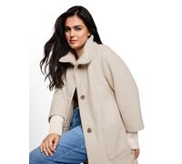 Langmantel TOM TAILOR PLUS, Damen, Gr. 54, beige (cold beige), Web, Obermaterial: 100% Polyester. Futter: 100% Polyester, unifarben, bequem knielang, Rundhals, abgesteppte Kante, Mäntel, Wintermantel