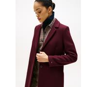 Langmantel TOMMY HILFIGER "CLASSIC SB WOOL REG COAT", Damen, Gr. 42, rot (deep burgundy), Web, Obermaterial: 72% Wolle, 25% Polyamid, 3% Kaschmir, unifarben, knielang, V-Ausschnitt, Mäntel Langmantel,