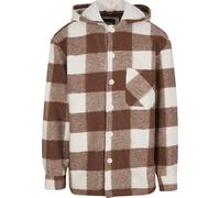 Allwetterjacke URBAN CLASSICS "Urban Classics Big Check Jacket With Hood", Herren, Gr. M, sandweiß, lightrust, 100% Polyester, kariert, casual, normal, ohne Ausschnitt, Langarm, Jacken (10047368-M) sa