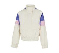 Langmantel URBAN CLASSICS "Urban Classics Damen Girls Light 3-Tone Pull Over Jacket", Mädchen, Gr. 110/116, beige (sandweiß, liladay, girlypink), 100% Polyester, Mäntel (13938757-110) sandweiß, lilada