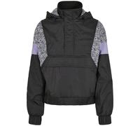 Langmantel URBAN CLASSICS "Urban Classics Damen Ladies AOP Mixed Pull Over Jacket", Damen, Gr. S, schwarz, zebra, 100% Polyamid, Mäntel (56213224-S) schwarz, zebra