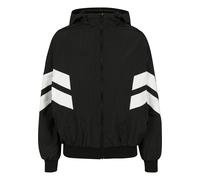 Allwetterjacke URBAN CLASSICS "Urban Classics Damen Ladies Crinkle Batwing Jacket", Damen, Gr. XXL, schwarz, weiß, 100% Polyamid, gestreift, normal, ohne Ausschnitt, Mäntel (45631640-XXL) schwarz, wei