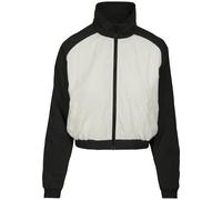 Langmantel URBAN CLASSICS "Urban Classics Damen Ladies Short Raglan Crinkle Batwing Jacket", Damen, Gr. L, blk, wht, 100% Polyamid, Mäntel (84723333-L) blk, wht