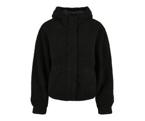 Langmantel URBAN CLASSICS "Urban Classics Damen Ladies Short Sherpa Jacket", Damen, Gr. XS, schwarz, 100% Polyester, Mäntel (59919525-XS) schwarz