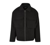 Langmantel URBAN CLASSICS "Urban Classics Herren Big Pocket Blouson", Herren, Gr. S, schwarz, 100% Polyester, unifarben, oversize, amerikanischer Ausschnitt, Mäntel (17735459-S) schwarz