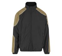 Langmantel URBAN CLASSICS "Urban Classics Herren Piped Track Jacket", Herren, Gr. L, schwarz, 100% Polyester, mehrfarbig, normal, hoch geschlossener Ausschnitt, Mäntel (78169501-L) schwarz