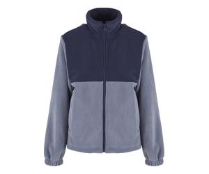 Langmantel URBAN CLASSICS "Urban Classics Ladies Double Polarfleece Jacket", Damen, Gr. S, navy, cloudsky, 94% Polyester, 6% Elasthan, Mäntel (20247469-S) navy, cloudsky