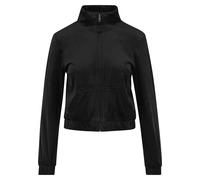 Langmantel URBAN CLASSICS "Urban Classics Ladies Short Velvet Track Jacket", Damen, Gr. 3XL, schwarz, 93% Polyester, 7% Elasthan, Mäntel (65066438-XXXL) schwarz