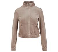 Langmantel URBAN CLASSICS "Urban Classics Ladies Short Velvet Track Jacket", Damen, Gr. M, beige (duskrose), 93% Polyester, 7% Elasthan, Mäntel (84073628-M) duskrose