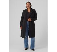 Langmantel VERO MODA CURVE "VMCFORTUNEAYA LONG COAT GA CUR NOOS", Damen, Gr. 52, schwarz, Web, Obermaterial: 100% Polyester, unifarben, kniebedeckend, V-Ausschnitt, Mäntel (15180466-52) schwarz
