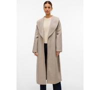 Langmantel VERO MODA "VMANNE BERGEN XTRA LONG COAT GA", Damen, Gr. M, silber mink detail:melange, Web, Obermaterial: 100% Polyester, meliert, regular fit ca. Mitte Wade, V-Ausschnitt, Mäntel (36865318
