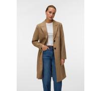 Langmantel VERO MODA "VMBLAZA HERINGBONE LONG WOOL COAT GA BOO", Damen, Gr. S, cub pattern:herringbone silber mink, Web, Obermaterial: 64% Polyester, 30% Wolle, 3% Polyacryl, 3% Polyamid, Fischgratmus