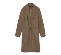 Langmantel VERO MODA "VMBLAZA HERINGBONE LONG WOOL COAT GA BOO", Damen, Gr. S, cub pattern:herringbone silber mink, Web, Obermaterial: 64% Polyester, 30% Wolle, 3% Polyacryl, 3% Polyamid, Fischgratmus