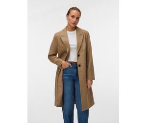 Langmantel VERO MODA "VMBLAZA HERINGBONE LONG WOOL COAT GA BOO", Damen, Gr. S, cub pattern:herringbone silber mink, Web, Obermaterial: 64% Polyester, 30% Wolle, 3% Polyacryl, 3% Polyamid, Fischgratmus