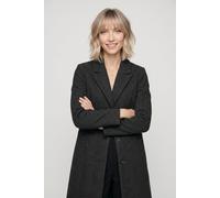 Langmantel VERO MODA "VMBLAZA HERINGBONE LONG WOOL COAT GA BOO", Damen, Gr. S, schwarz (schwarz pattern:herringbone weiß), Web, Obermaterial: 64% Polyester, 30% Wolle, 3% Polyacryl, 3% Polyamid, Fisch