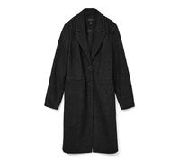 Langmantel VERO MODA "VMBLAZA HERINGBONE LONG WOOL COAT GA BOO", Damen, Gr. XS, schwarz pattern:herringbone weiß, Web, Obermaterial: 64% Polyester, 30% Wolle, 3% Polyacryl, 3% Polyamid, Fischgratmuste