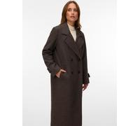 Langmantel VERO MODA "VMEVA LONG COAT NOOS", Damen, Gr. L, braun (chocolate torte detail:melange), Web, Obermaterial: 100% Polyester, meliert, knieumspielend, V-Ausschnitt, Mäntel, Kunstfaser (3125401