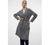 Langmantel VERO MODA "VMFORTUNEAYA SS23 LONG COAT NOOS", Damen, Gr. S, grau (medium grau melange), Web, Obermaterial: 100% Polyester, unifarben, knieumspielend, V-Ausschnitt, Mäntel (24862307-S) mediu