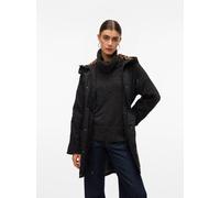 Langmantel VERO MODA "VMSAVANNE COAT GA BOO", Damen, Gr. XL, schwarz, Web, Obermaterial: 100% Polyester, unifarben mit Farbeinsatz, regular fit, Mäntel (14493406-XL) schwarz