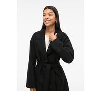 Langmantel VILA "VICLAUDIA L/S LONG COAT - NOOS", Damen, Gr. 38, schwarz (schwarz beauty), Web, Obermaterial: 100% Polyester, unifarben, regular fit ca. Mitte Wade, V-Ausschnitt, Mäntel (20843550-38)