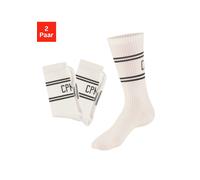 Langsocken COPENHAGEN STUDIOS, Herren, Gr. 43-46, 2x cream weiß mit grün, Baumwollmischung, unifarben, elastisch, Socken, mit Pikeé-Struktur unter der Sohle (85462130-43) 2x cream weiß mit grün