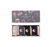 Lieblingsstück Lovely Socks - Damen Socken - Regular - 4 Paar - Crew - Geschenkbox - Baumwolle - bequeme Strümpfe - Glitzerbund - Herz-Motiv - Grau, Dunkelgrau, Schwarz, Blau (39-42)