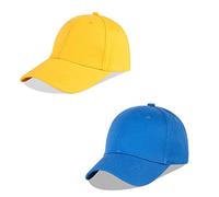 LANGZHEN Baumwolle Outdoor Kleinkind Mädchen Jungen Plain Baseball Cap Baby Infant Strukturierte Einstellbare Hut für Kinder Sonnenhut (S-Gelb+S-Blau)