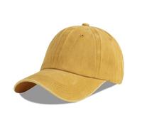 LANGZHEN Unisex Baseball Cap 100% Baumwolle Fits Männer Frauen Washed Denim Einstellbare Papa Hut (gelb, groß)
