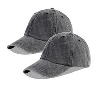 LANGZHEN Unisex Baseball Cap 100% Baumwolle Fits Männer Frauen Washed Denim Verstellbare Dad Hat (Schwarz+Schwarz)