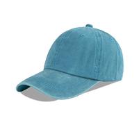 LANGZHEN Unisex Plain Gewaschene Baumwolle und Denim Baseball Cap Verstellbare Dad Hat (Aquamarin)