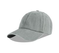 LANGZHEN Unisex Plain Gewaschene Baumwolle und Denim Baseball Cap Verstellbare Dad Hat (Hellgrau)