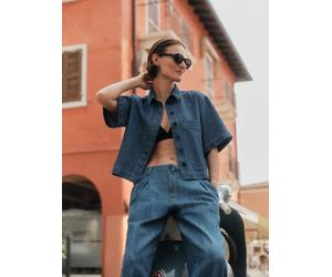 LANIUS Jeansshirt (GOTS) aus Bio-Baumwolle mid blue denim 42