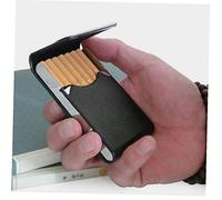 Lankater 1pc Aluminum Zigarettenetui Pu-Leder-Design Tragen Zigarettenschachtel Halter Für Männer Frauen (schwarz)