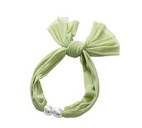 LANKEE Women Silk Scarf Pearl Necklace Silk Mesh Cloth Natural Soft Bracelet Super Large Pearl Pure Color Jewelry Luxury Unique Easy to Wear Anti-Allergic Green