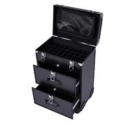 LANNADD 3 Schichten Kosmetikkoffer Trolley, Make Up Koffer Mit 2 Schubladen und 2 Schloss Friseurkoffer Groß 36x23x58cm, Schminkkoffer Mit Rollen Kosmetik Aufbewahrungsorganisator (Schwarz)