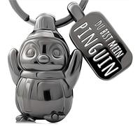 LANOLU Pinguin Schlüsselanhänger Partner, Pinguin Geschenk, Schlüsselanhänger Paar, Jahrestag Schlüsselanhänger Pärchen, Glücksbringer Anhänger mit Gravur Du bist mein Pinguin, Pinguin Figur