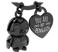 LANOLU Pinguin Schlüsselanhänger Partner Watschel, Pinguin Geschenk, Schlüsselanhänger Paar, Jahrestag Schlüsselanhänger Pärchen, Glücksbringer Anhänger mit Gravur Du bist mein Pinguin