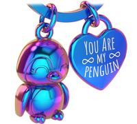 LANOLU Pinguin Schlüsselanhänger Partner Watschel, Pinguin Geschenk, Schlüsselanhänger Paar, Jahrestag Schlüsselanhänger Pärchen, Glücksbringer Anhänger mit Gravur Du bist mein Pinguin