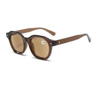 Lanomi Herren Damen Lesebrille mit Sonnenschutz Blaulichtfilter Sonnenbrille Getönte Sonnenlesebrille mit sehstärke Braun Rahmen Braun Linse 4.0