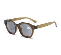 Lanomi Herren Damen Lesebrille mit Sonnenschutz Blaulichtfilter Sonnenbrille Getönte Sonnenlesebrille mit sehstärke Braun Grün Rahmen Grau Linse 1.5