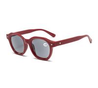 Lanomi Herren Damen Lesebrille mit Sonnenschutz Blaulichtfilter Sonnenbrille Getönte Sonnenlesebrille mit sehstärke Rot Rahmen Grau Linse 2.0