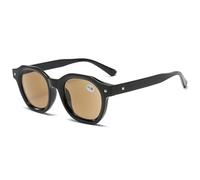 Lanomi Herren Damen Lesebrille mit Sonnenschutz Blaulichtfilter Sonnenbrille Getönte Sonnenlesebrille mit sehstärke Schwarz Rahmen Braun Linse 3.0