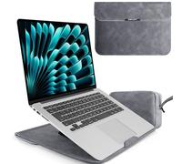 LanQii 13 13,3 14 15 15.6 16 Zoll Laptop Sleeve Laptophülle, mit Standfunktion Laptoptasche, für MacBook Pro, MacBook Air, Surface, XPS, Lenovo, HP, Samsung (15-16" | Grau)