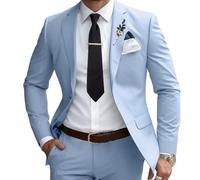 Lanshion Herren-Anzüge, schmale Passform, 2-teilig, für Hochzeit, Abschlussball, Smoking, klassische Blazer, Jacke, Hose, Helles Violett, XX-Large