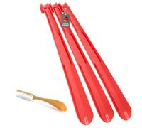 Lantelme 4er Set Schuhlöffel | 3x Extra Lang 65cm Made in Germany + 1x Schuhanzieher mit Bürste 20cm | Rückenschonende Schuhanziehhilfe Farbe Auswählbar (Rot)