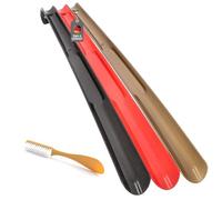 Lantelme 4er Set Schuhlöffel | 3x Extra Lang 65cm Made in Germany + 1x Schuhanzieher mit Bürste 20cm | Rückenschonende Schuhanziehhilfe Farbe Auswählbar (BRD)