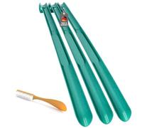 Lantelme 4er Set Schuhlöffel | 3x Extra Lang 65cm Made in Germany + 1x Schuhanzieher mit Bürste 20cm | Rückenschonende Schuhanziehhilfe Farbe Auswählbar (Grün)