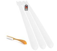 Lantelme 4er Set Schuhlöffel | 3x Extra Lang 65cm Made in Germany + 1x Schuhanzieher mit Bürste 20cm | Rückenschonende Schuhanziehhilfe Farbe Auswählbar (Weiß)