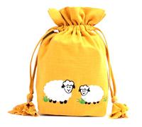 Lantern Moon Kunst & Handwerk KP350698 Bestickte Tasche mit Kordelzug - Stricktasche aus weicher Baumwolle - Halter für Bastel-und Projektzubehör, Gold